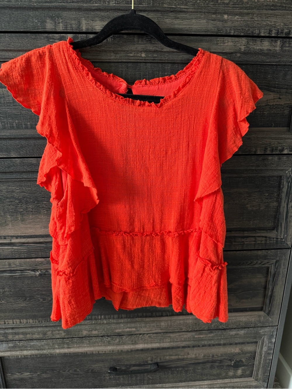 Maeve Red Ruffle Flutter Sleeve Top - Picture 4 of 4